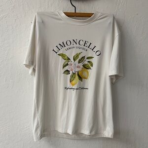 Limoncello White Graphic T Shirt Medium Oversized Fit